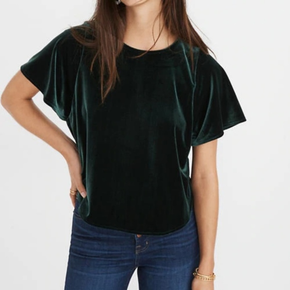NWT Madewell Velvet Butterfly Top Smoky Spruce XS